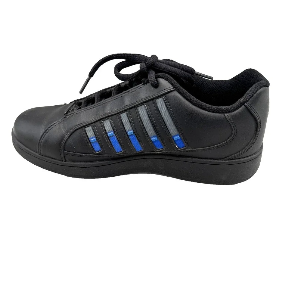K-Swiss Mens 10 Wallis Black Classic Blue Charcoal Leather Sneakers 01166016 Low